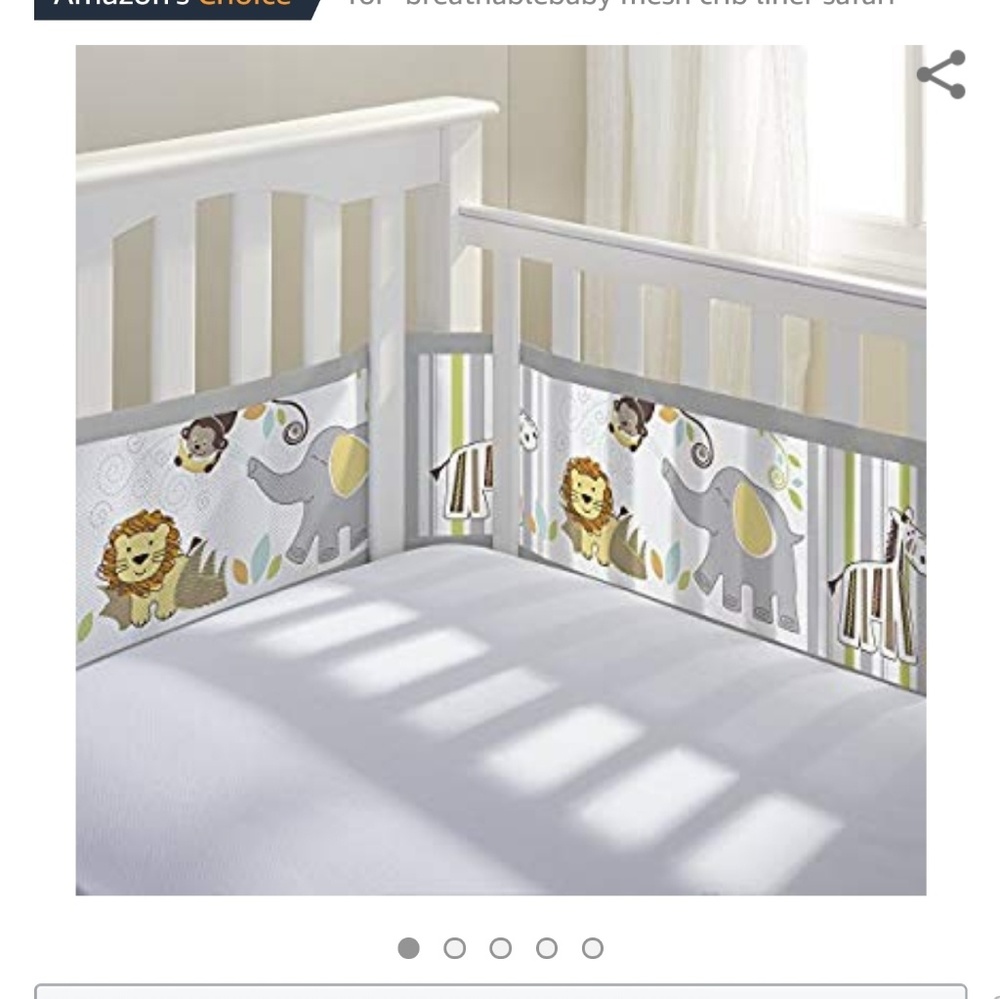 Breathable mesh crib liner safari